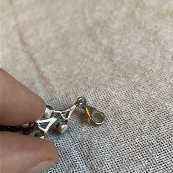 Vintage Old Pawn .925 Sterling Silver and Baltic Amber Organic Floral Bracelet - Picture 8 of 10